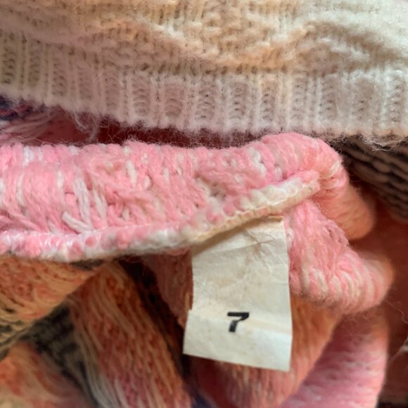 VTG 80s 90s Pastel Pink Spunky Crewneck Knit Sweater Turtleneck Cosby Snowflake - Picture 15 of 15
